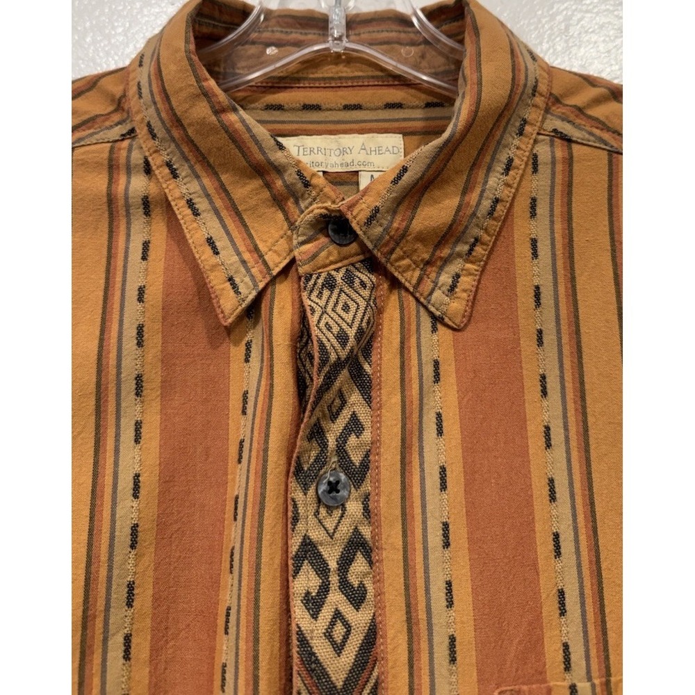 The Territory Ahead Striped Button Down Shirt Mens Medium Cotton Southwest Aztec - Picture 5 of 9